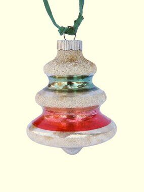 VTG Shiny Brite Tiered Bell Tornado Glass Christmas Ornament MCM Mica